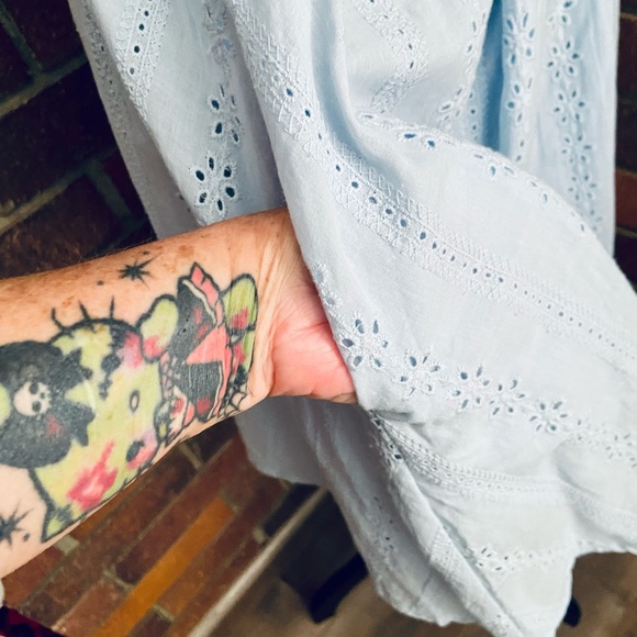 Saints and Hearts Lace Trim Eyelet Dress in Light Blue - Picture 7 of 11